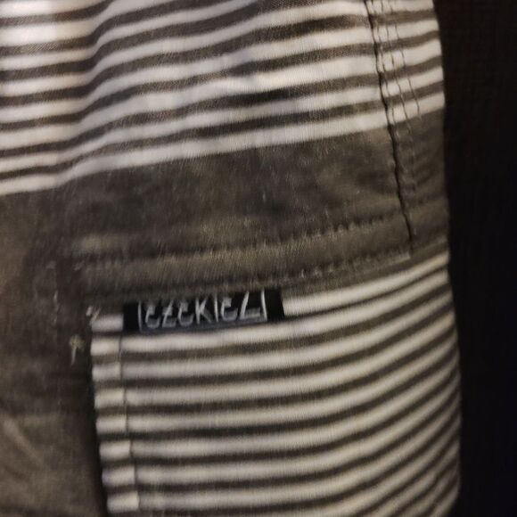 Men's Striped Swim Shorts - Gray and White - Picture 5 of 5